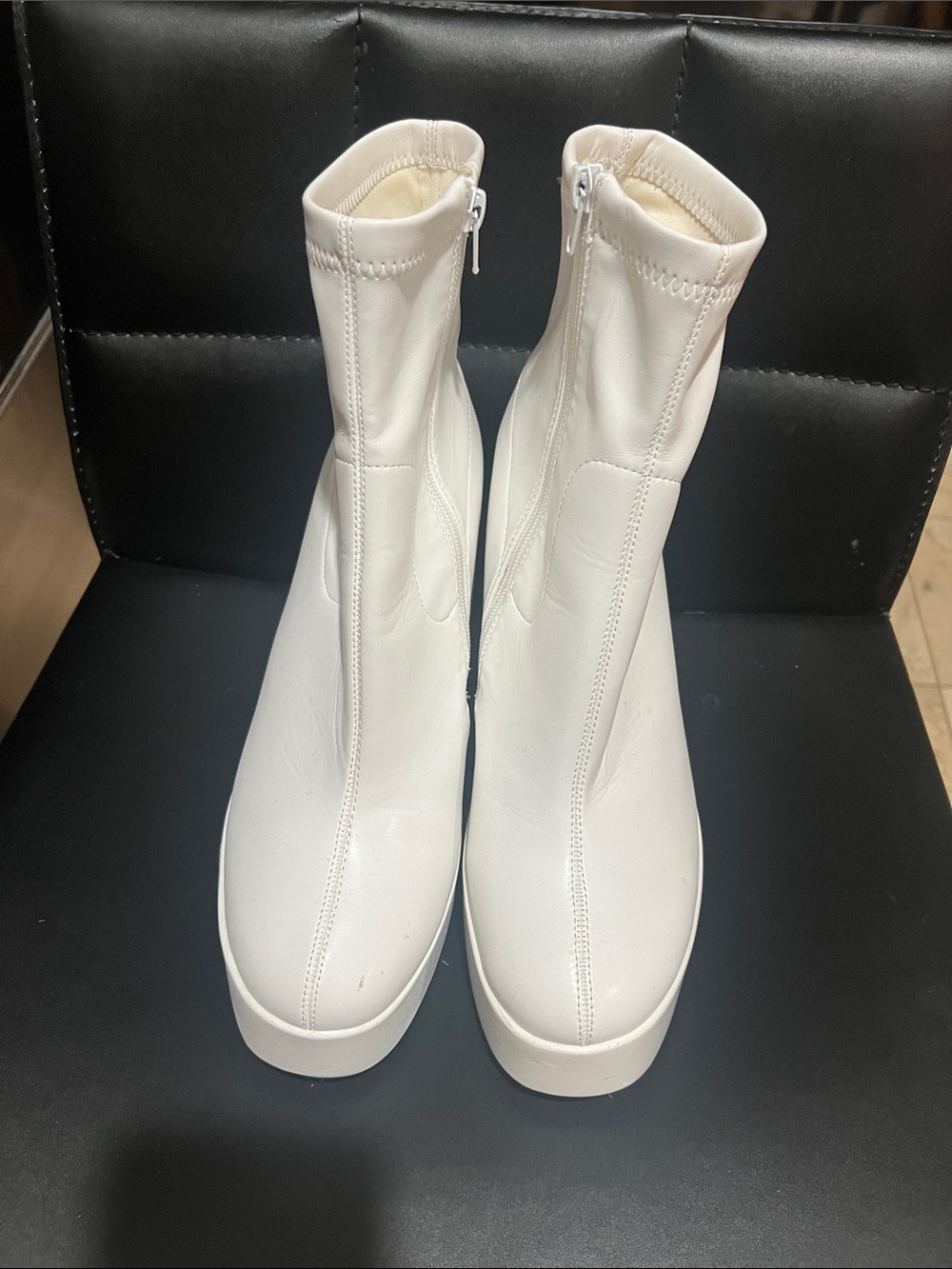 White Platform Zip Ankle Boots for Women